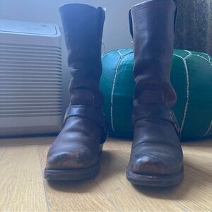Frye Harness Brown Leather Boots